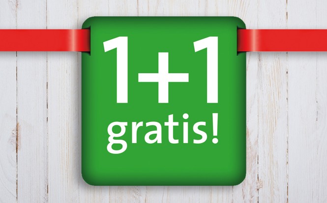 1 + 1 Gratis 1 + 1 Gratis Plakette mit Schleife