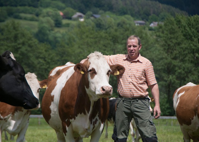 Biogeschichten Mann mit Kuh