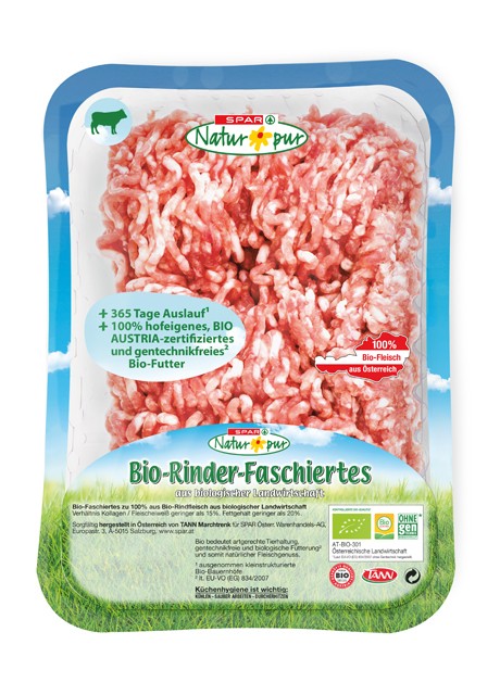 SPAR Natur*pur Bio-Rinder-Faschiertes SPAR Natur*pur Bio-Rinder-Faschiertes