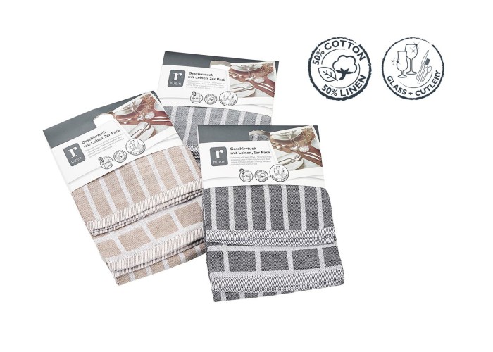 RUBIN Geschirrtuch mit Leinen 2er Pack