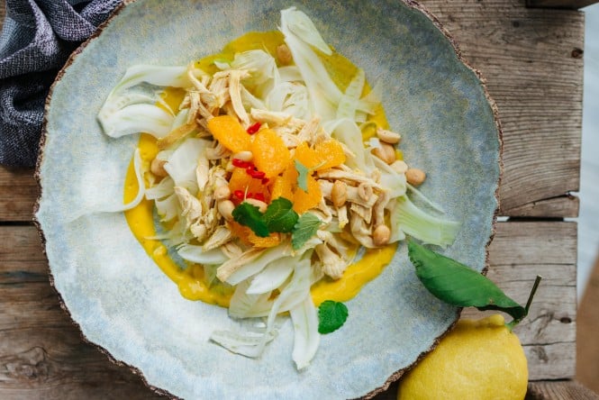 Fenchelsalat mit Hühnchen und Orange