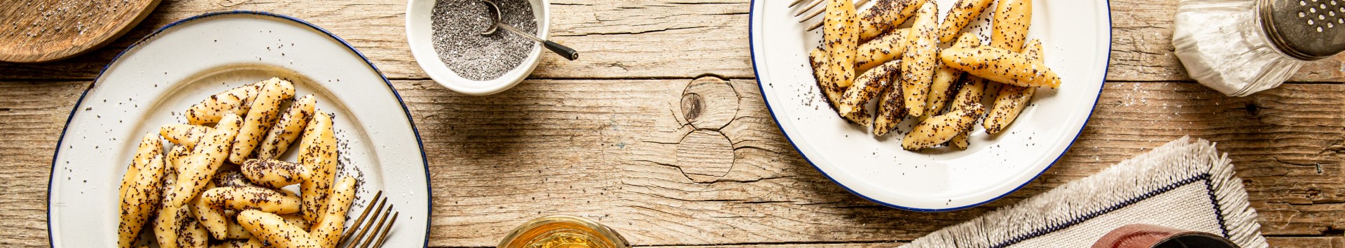 Rezeptsuche, Hütte, Mohnnudeln