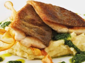 Gebratener Saibling mit Erdäpfel-Petersilien-Püree