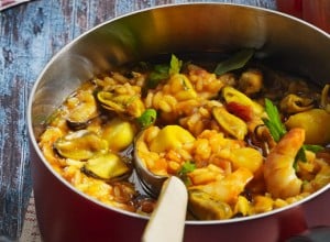 Meeresfrüchte-Risotto mit Ochsenherztomaten