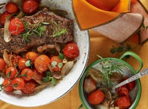 Balsamico-Steak mit geschmorten Tomaten