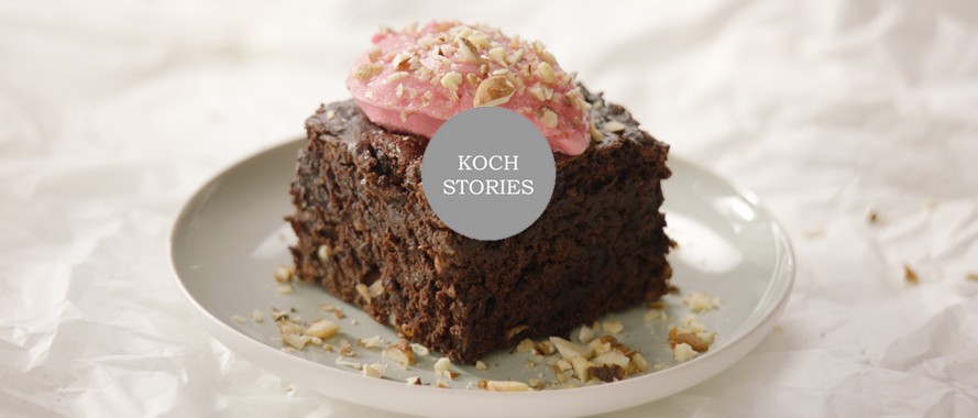 Schoko-Brownies mit Himbeereis