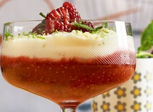 Topfen-Jogurt-Dessert mit Himbeer-Chia-Sauce