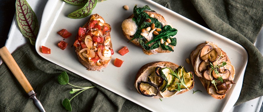 Ziegenkäse-Crostini in drei Varianten