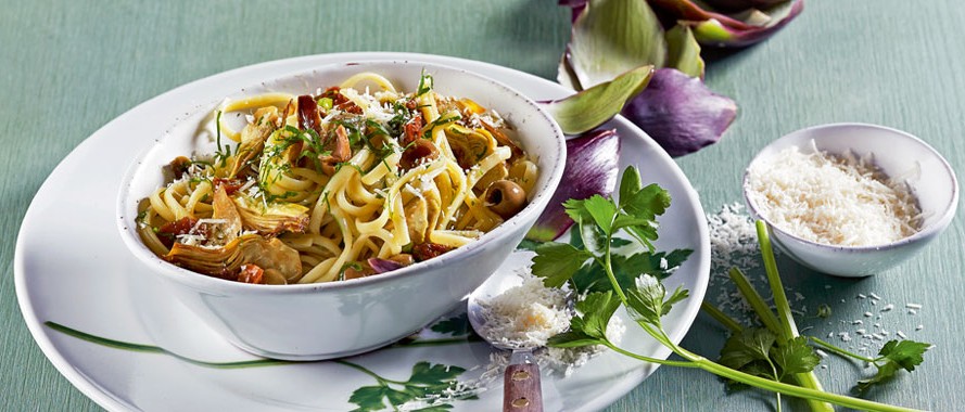 Linguine mit gebratenen Artischocken