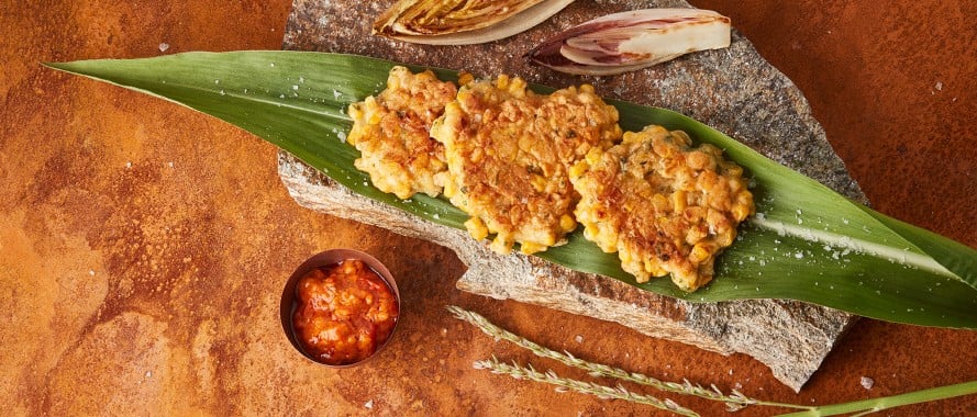 Maisfladen mit gebratenem Chicoree
