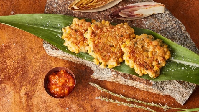 Maisfladen mit gebratenem Chicoree