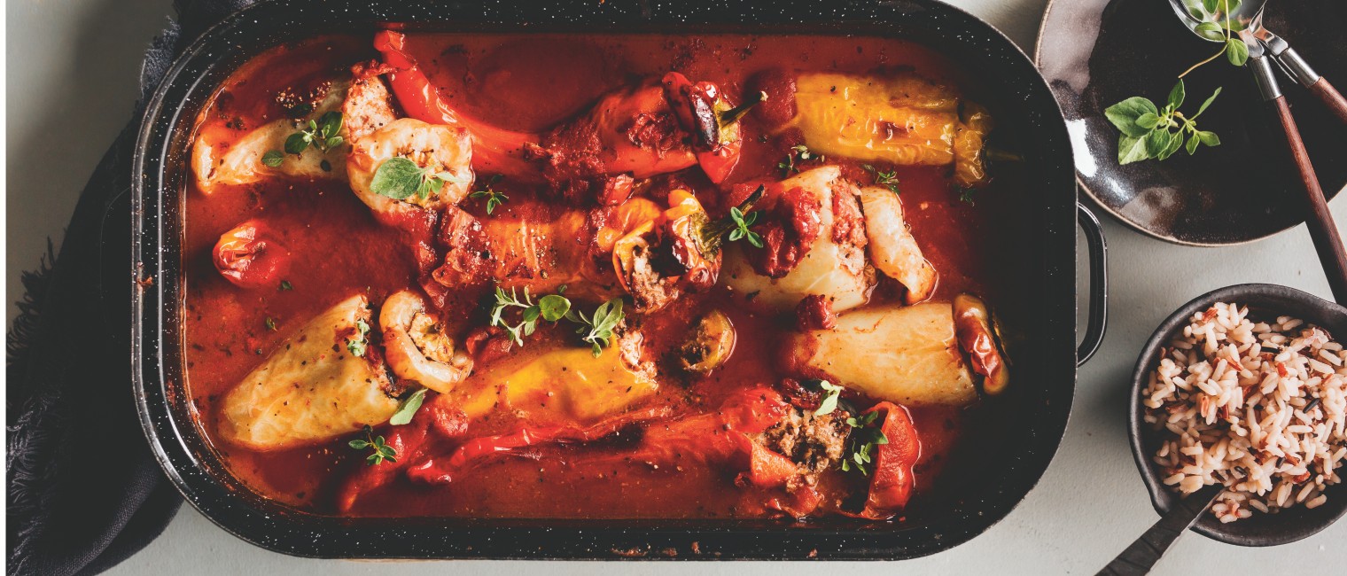 Gefüllte Paprika in Tomatensauce