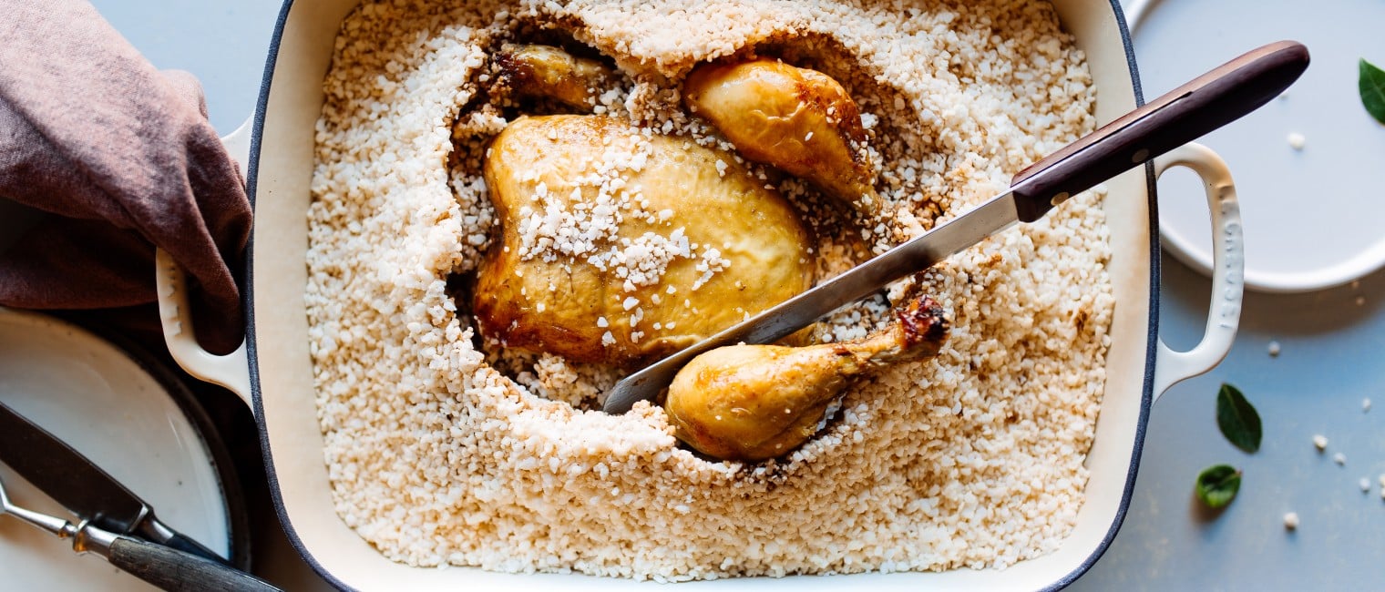 Hendl in Balsamico-Salzkruste