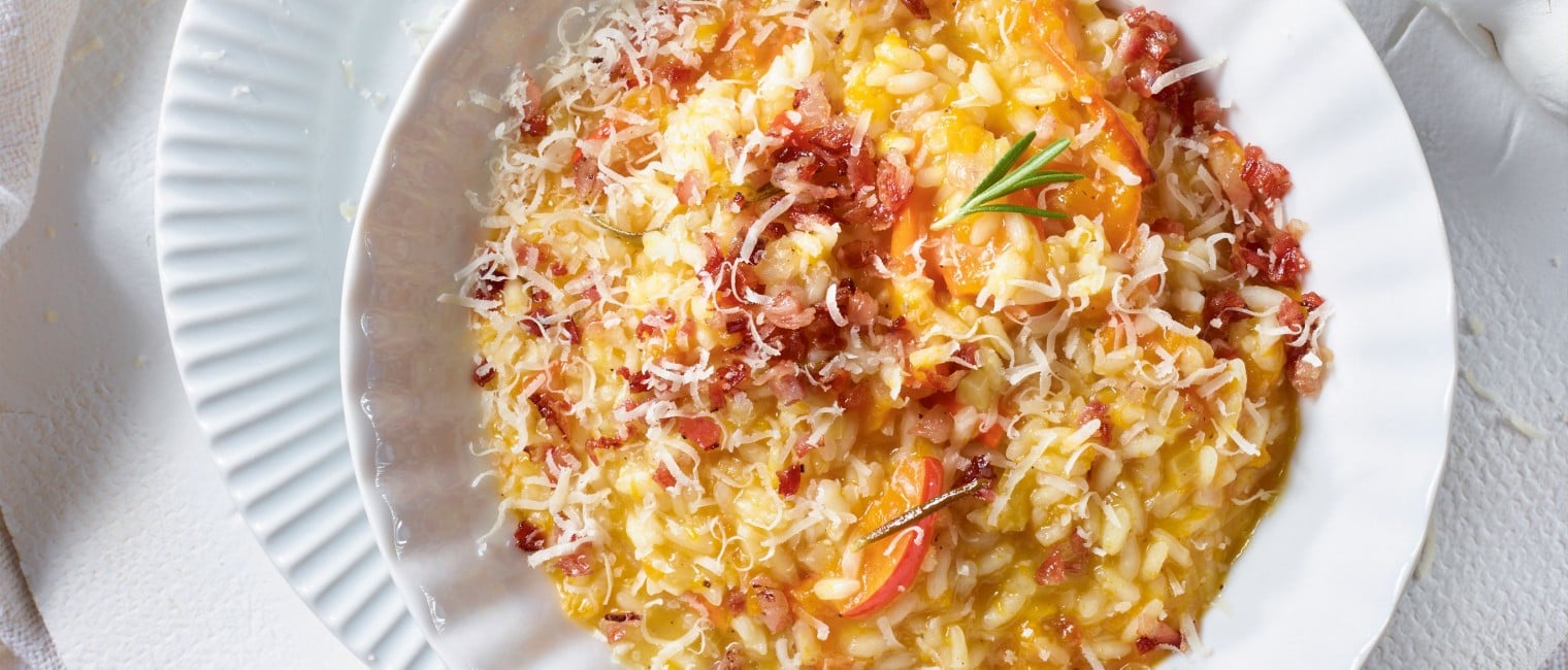 Kürbisrisotto mit Speck