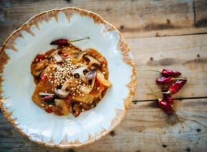 Wok Schweinefilet mit Shiitake Pilzen