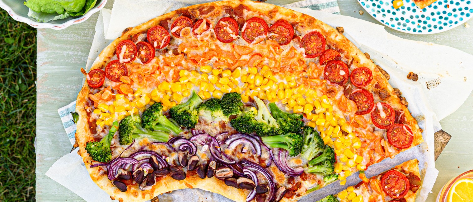 Regenbogen-Pizza