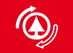 Nachhaltige SPAR Icon. SPAR Logo mit rotierenden Pfeilen