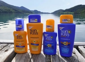 Vier verschiedene SPAR Sun Kiss Sonnencremen 