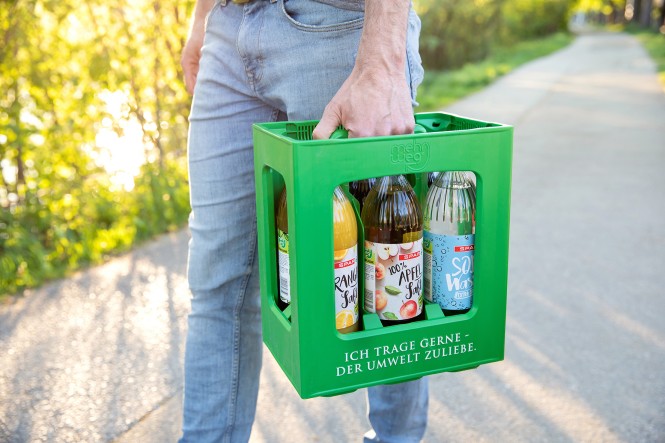 SPAR Mehrwegflaschen in der Kiste