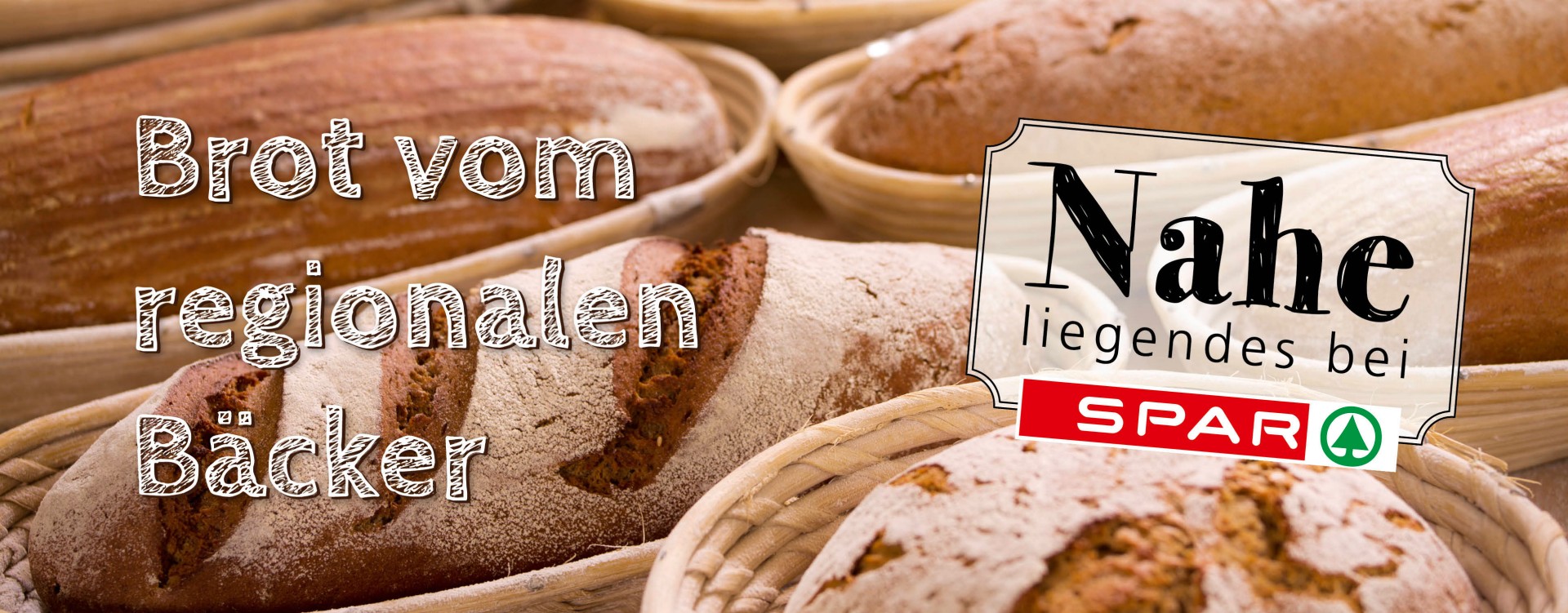 "Brot vom regionalen Bäcker" Brot in Körbe
