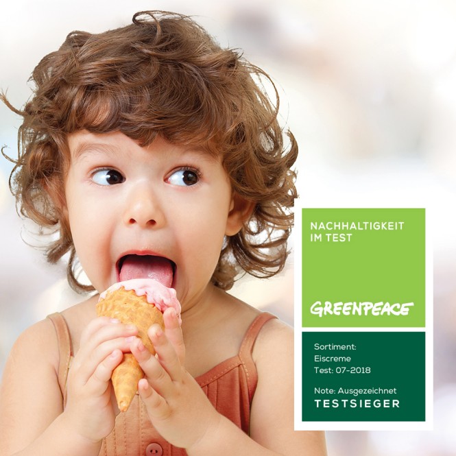 Greenpeace Nachhaltigkeit Testsieger Eis Greenpeace Nachhaltigkeit Testsieger Mädchen mit Eis