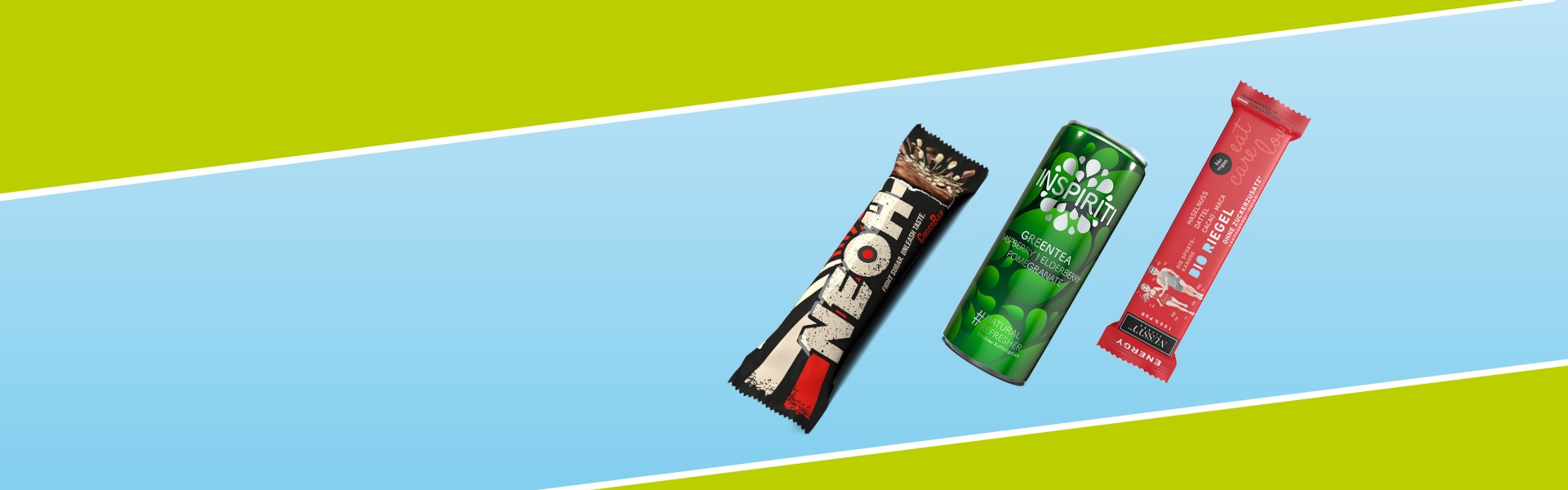 Young and Urban Header mit Neoh-Riegel, Inspiriti und NUSSYY Riegel