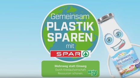 SPAR Mehrweg statt Einweg Milchflaschen