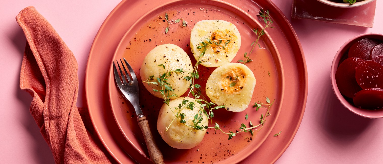 SPAR Mahlzeit! Gefüllte Kartoffelknödel mit Kürbis und Frischkäse