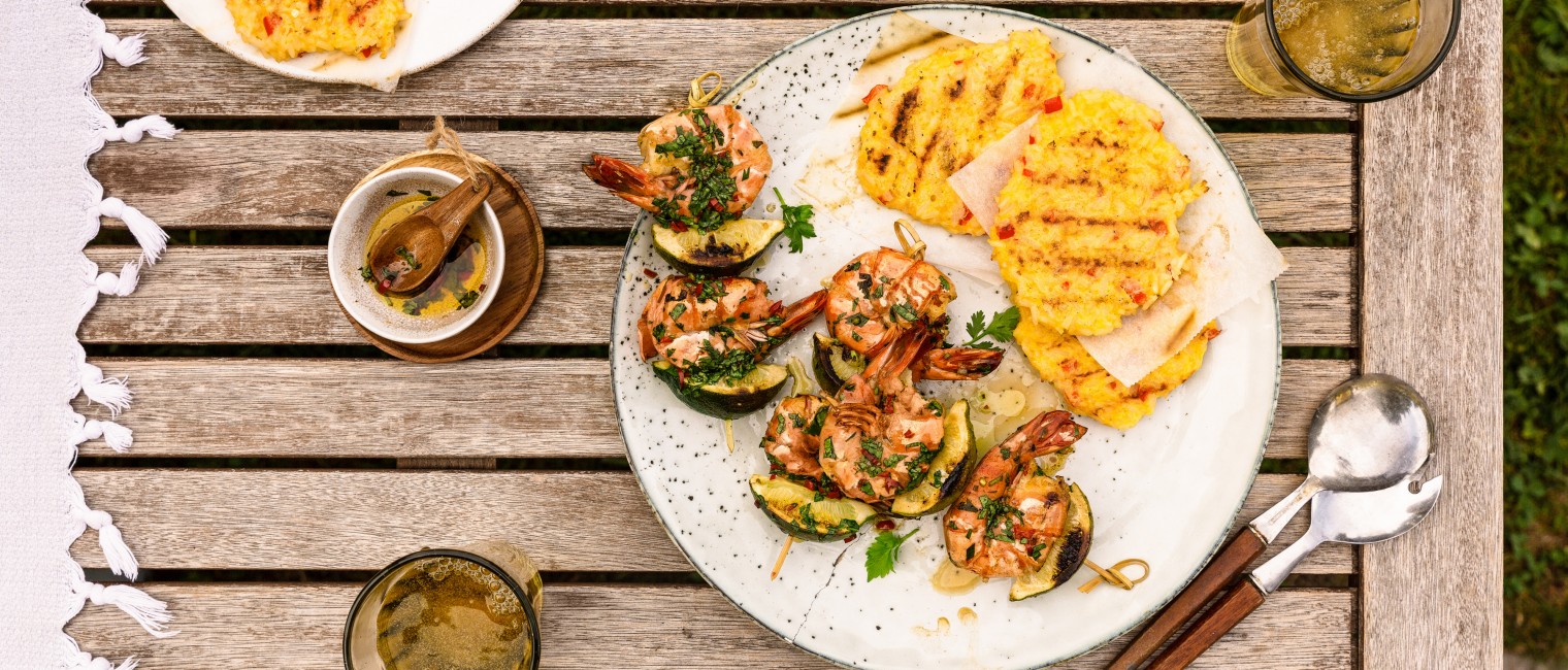 SPAR Mahlzeit Feurige Garnelen-Limetten-Spieße mit Reistalern