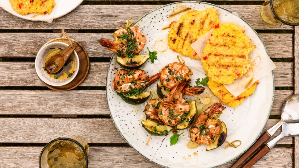 SPAR Mahlzeit Feurige Garnelen-Limetten-Spieße mit Reistalern