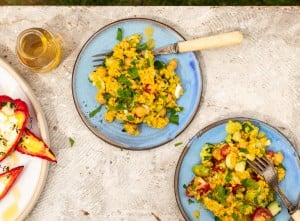 SPAR Mahlzeit Gegrillter Spitzpaprika mit Feta und Kichererbsen-Taboulé