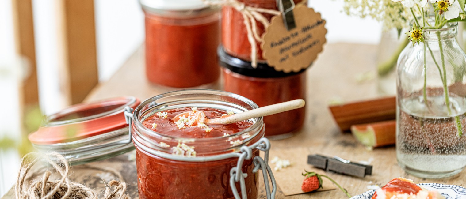 Marmelade, Holunder, Rhabarber,  Erdbeeren, Nadja Hudovernik