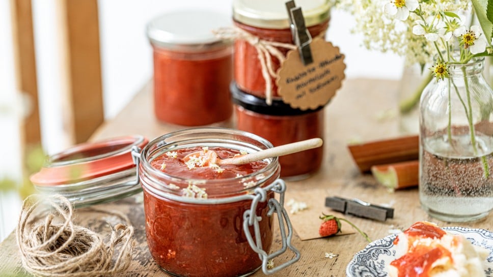 Marmelade, Holunder, Rhabarber,  Erdbeeren, Nadja Hudovernik