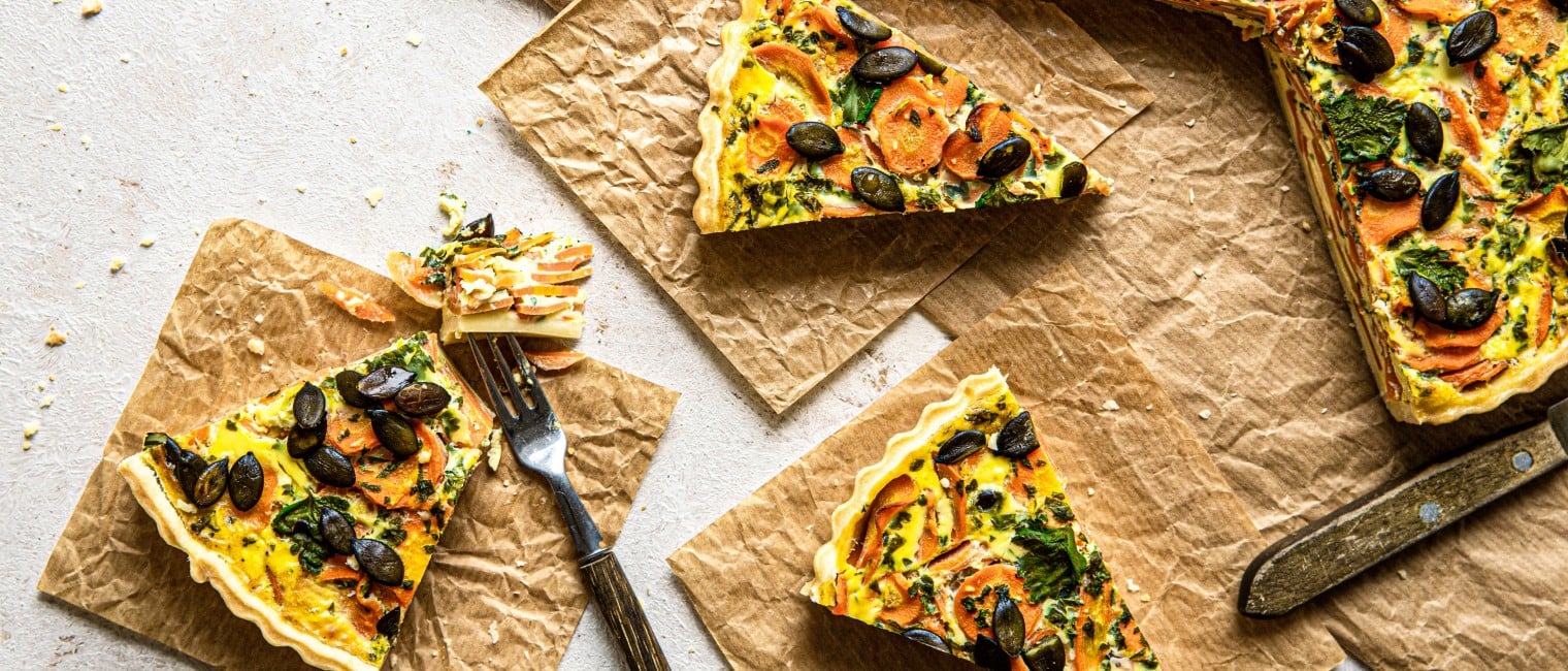 SPAR Mahlzeit Vegetarische Karottenquiche mit Ziegenfrischkäse