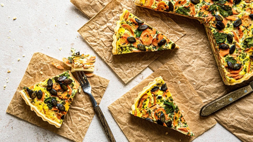 SPAR Mahlzeit Vegetarische Karottenquiche mit Ziegenfrischkäse