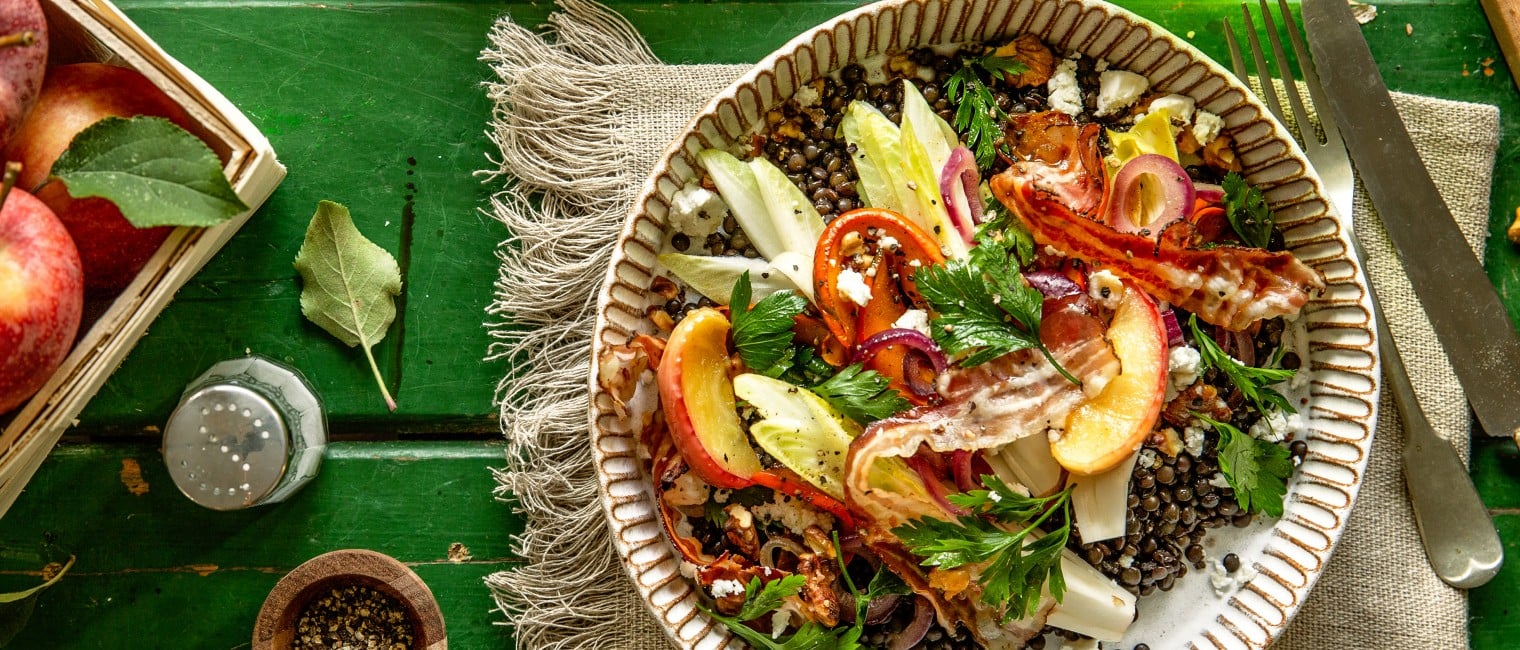SPAR Mahlzeit Bunter Herbstsalat mit Linsen und Speck