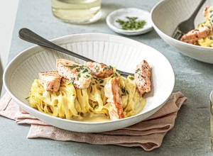 Gebratener Lachs mit Tagliatelle