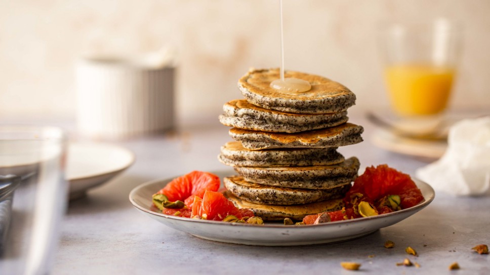 SPAR Mahlzeit Vegane Mohn-Pancakes mit Zitronensauce
