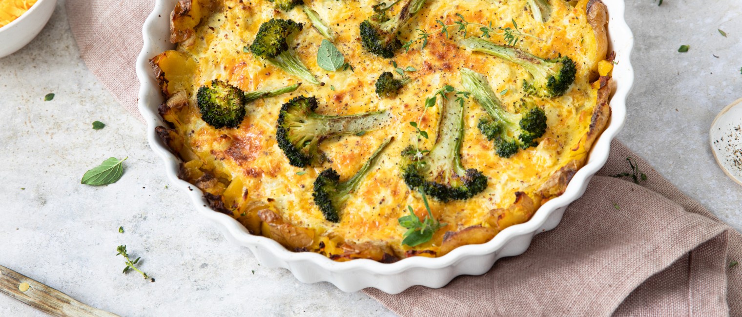 Kartoffelquiche mit Brokkoli & Cheddar