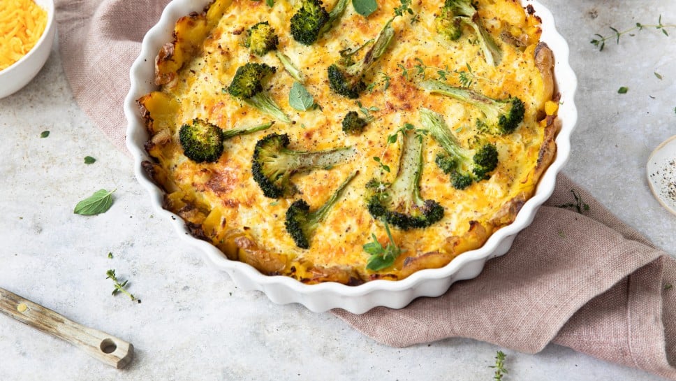 Kartoffelquiche mit Brokkoli & Cheddar