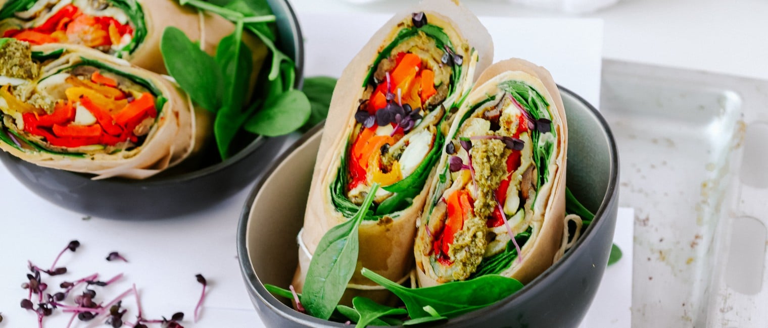 SPAR Mahlzeit Veggie-Mozzarella Wraps mit Gegrilltem Gemüse