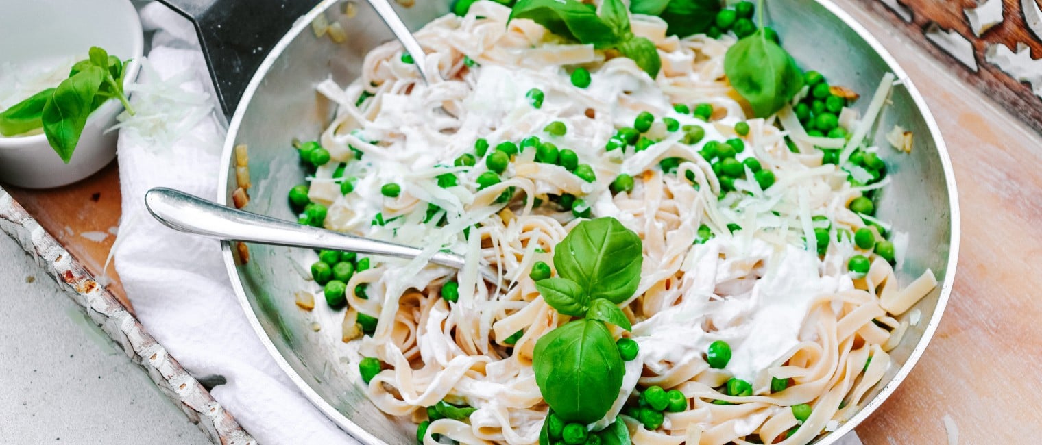 SPAR Mahlzeit Ziegenfrischkäse-Erbsen-Pasta