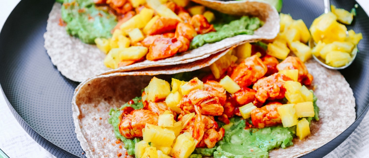 SPAR Mahlzeit Vollkornwraps-mit-Taco-Hähnchen-und-Ananas