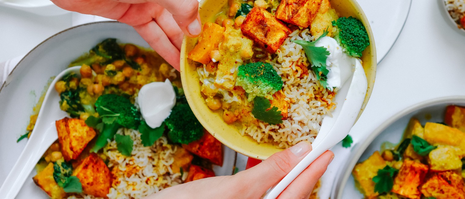 Indisches Butternuss Kürbis Kichererbsen Curry