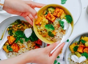 Indisches Butternuss Kürbis Kichererbsen Curry