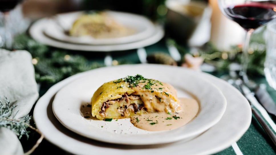 Erdäpfel Roulade mit Pilz Füllung                  