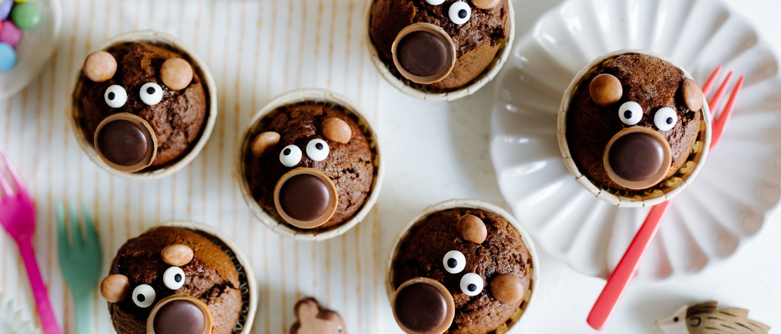 Schokomuffins mit Bären Gesicht