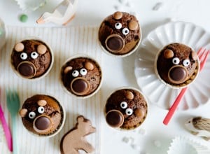 Schokomuffins mit Bären Gesicht