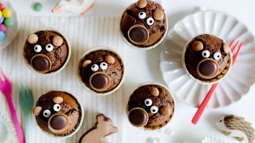Schokomuffins mit Bären Gesicht