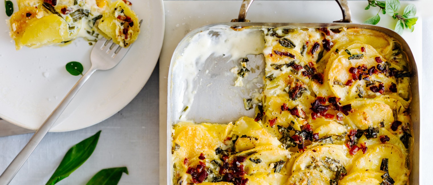 knuspriges Bärlauch Kartoffel Gratin